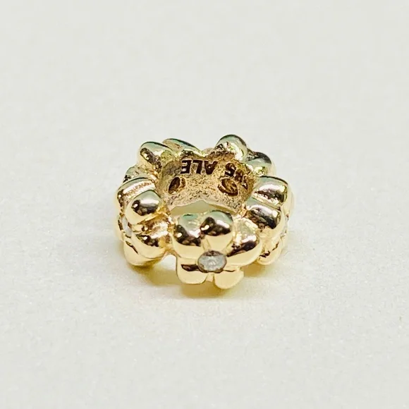 Pandora 14K Gold Flower Spacer with Diamonds - 750436D Retired Rare